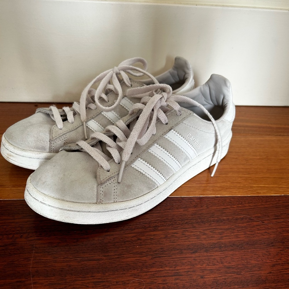 Adidas Campus Light Gray and White Sneakers size 7.5 or youth 5.5